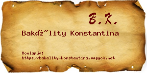 Bakálity Konstantina névjegykártya